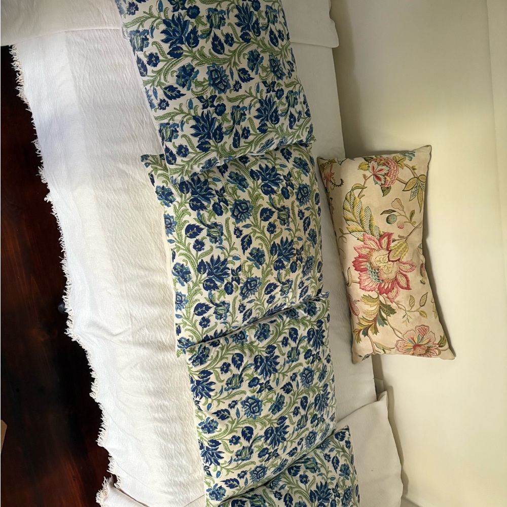 4 Lovely Floral Blue and Green Throw Pillows.